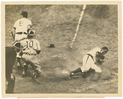 1949 Jackie Robinson Original Photograph of Robinson Stealing Home Against Chicago 